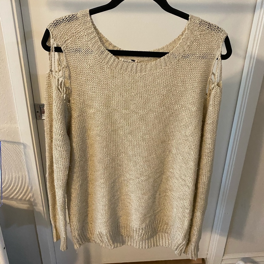 Tan off the shoulder sweater